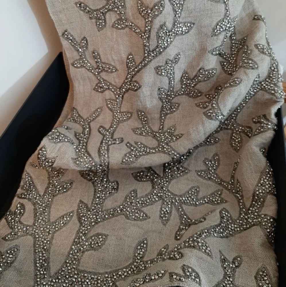 MICHAEL ARAM Beaded Linen RARE Tree of Life Throw MSRP $500